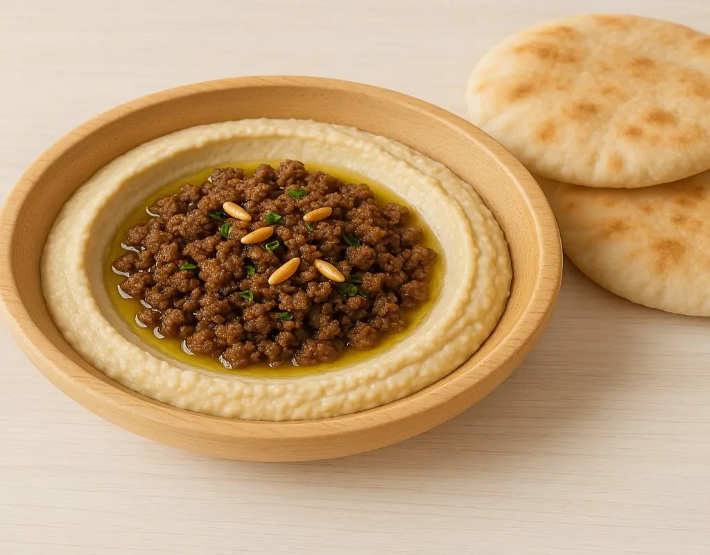Hummus Tahini with Meat حمص مع اللحمة