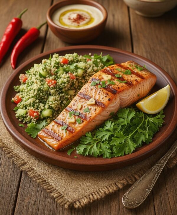 Grilled Red Snapper with Quinoa Salad سمك النهاش الأحمر