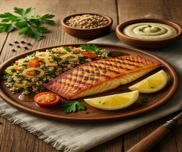 Grilled Red Snapper with Quinoa Salad سمك النهاش الأحمر
