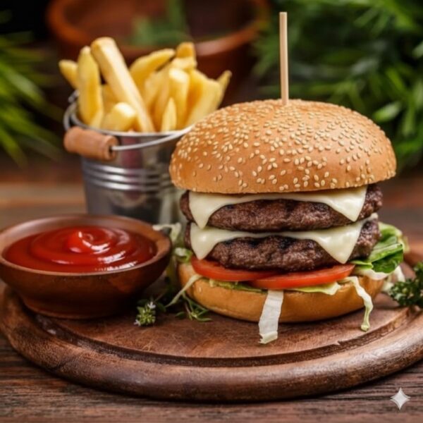 Double Beef Burger Grilled برجر دبل لحم مشوي